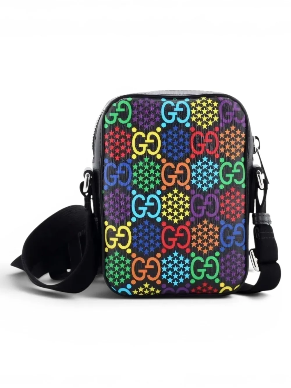 Gucci Black Multicolor GG Canvas Messenger Bag